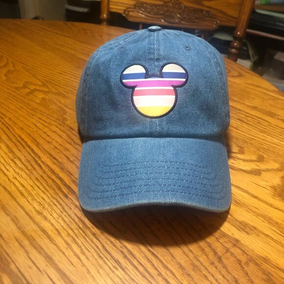 Disney Accessories - Disney Mickey Mouse Denim Striped Logo Hat OSFA